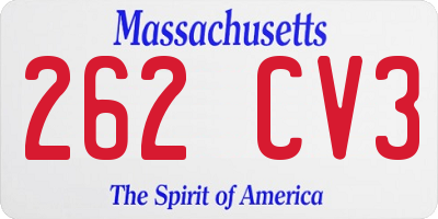 MA license plate 262CV3