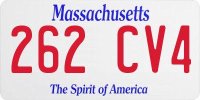 MA license plate 262CV4