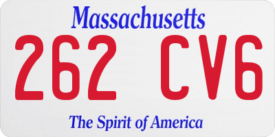 MA license plate 262CV6