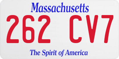 MA license plate 262CV7