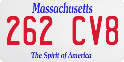 MA license plate 262CV8