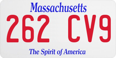 MA license plate 262CV9