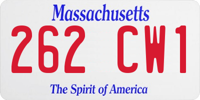 MA license plate 262CW1