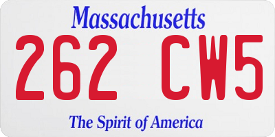 MA license plate 262CW5