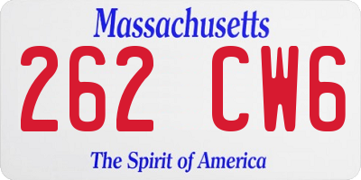 MA license plate 262CW6