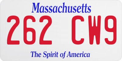 MA license plate 262CW9