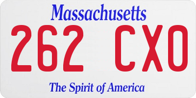 MA license plate 262CX0