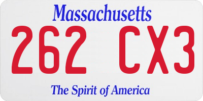 MA license plate 262CX3