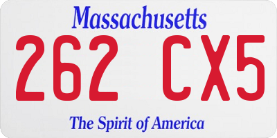 MA license plate 262CX5