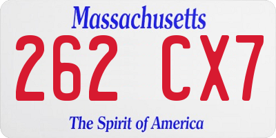 MA license plate 262CX7