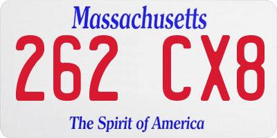 MA license plate 262CX8