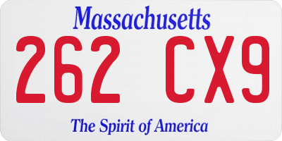 MA license plate 262CX9