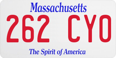 MA license plate 262CY0