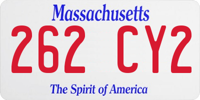 MA license plate 262CY2