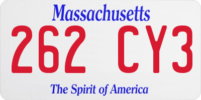 MA license plate 262CY3