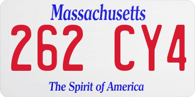 MA license plate 262CY4