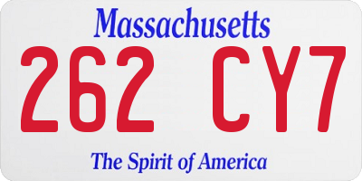 MA license plate 262CY7