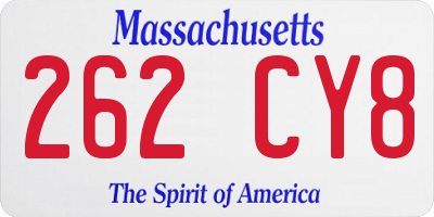 MA license plate 262CY8