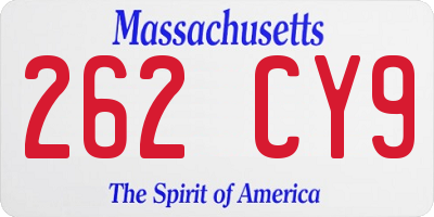 MA license plate 262CY9