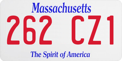 MA license plate 262CZ1