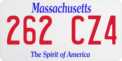 MA license plate 262CZ4