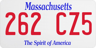 MA license plate 262CZ5