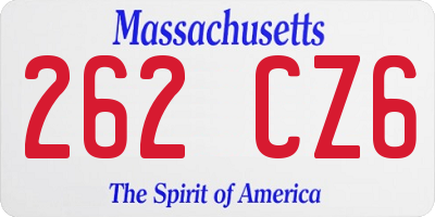 MA license plate 262CZ6