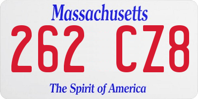 MA license plate 262CZ8