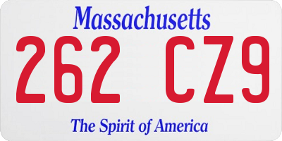 MA license plate 262CZ9