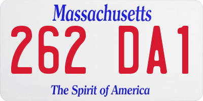 MA license plate 262DA1