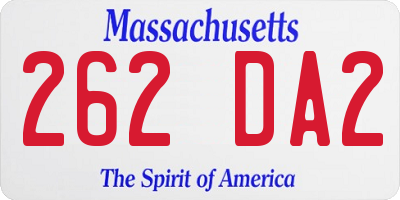 MA license plate 262DA2