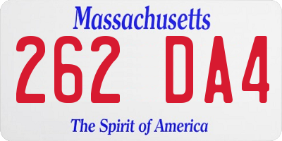 MA license plate 262DA4