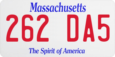 MA license plate 262DA5