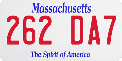 MA license plate 262DA7