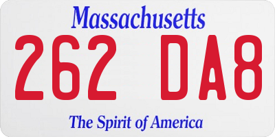 MA license plate 262DA8