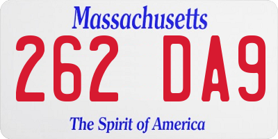 MA license plate 262DA9