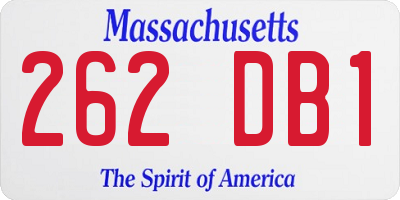 MA license plate 262DB1