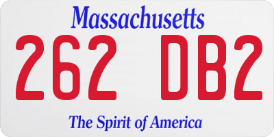 MA license plate 262DB2