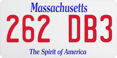 MA license plate 262DB3