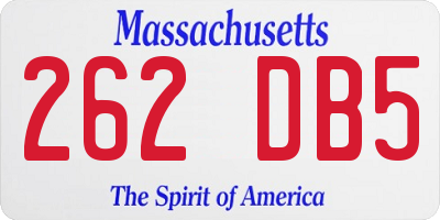 MA license plate 262DB5