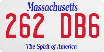 MA license plate 262DB6