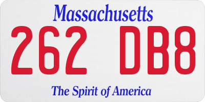 MA license plate 262DB8
