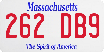 MA license plate 262DB9