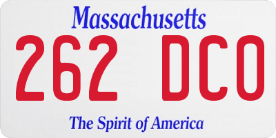 MA license plate 262DC0