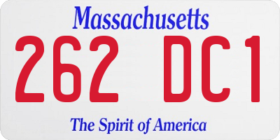 MA license plate 262DC1