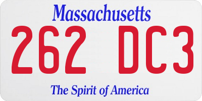 MA license plate 262DC3