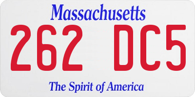 MA license plate 262DC5