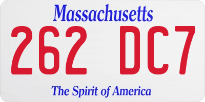 MA license plate 262DC7