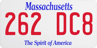 MA license plate 262DC8