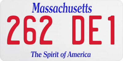MA license plate 262DE1